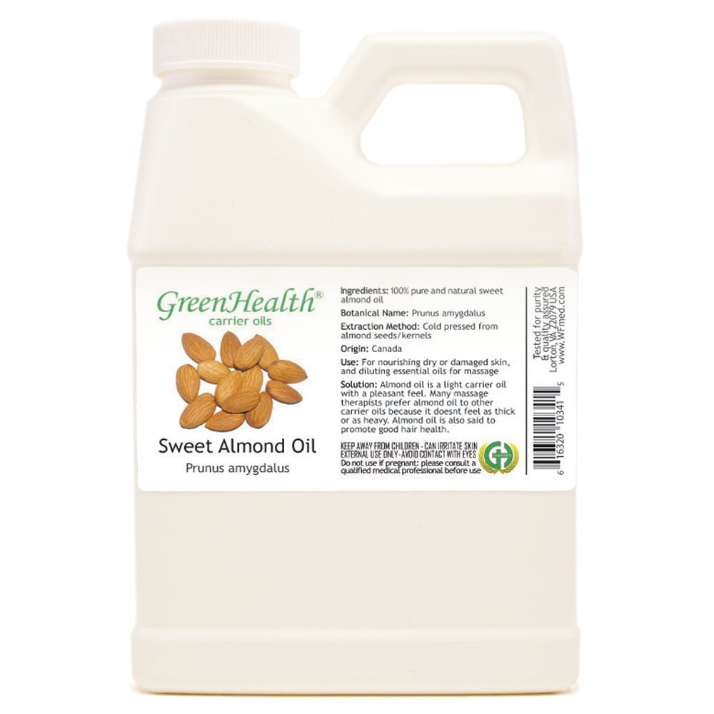 Sweet Almond Oil 16 fl oz  Pure Cold Pressed Carrier Oil in BPA-Free White Plastic Jug  Hexane-Free, Lightweight, Ideal for Massage, Skin, Hair, and DIY Blends
