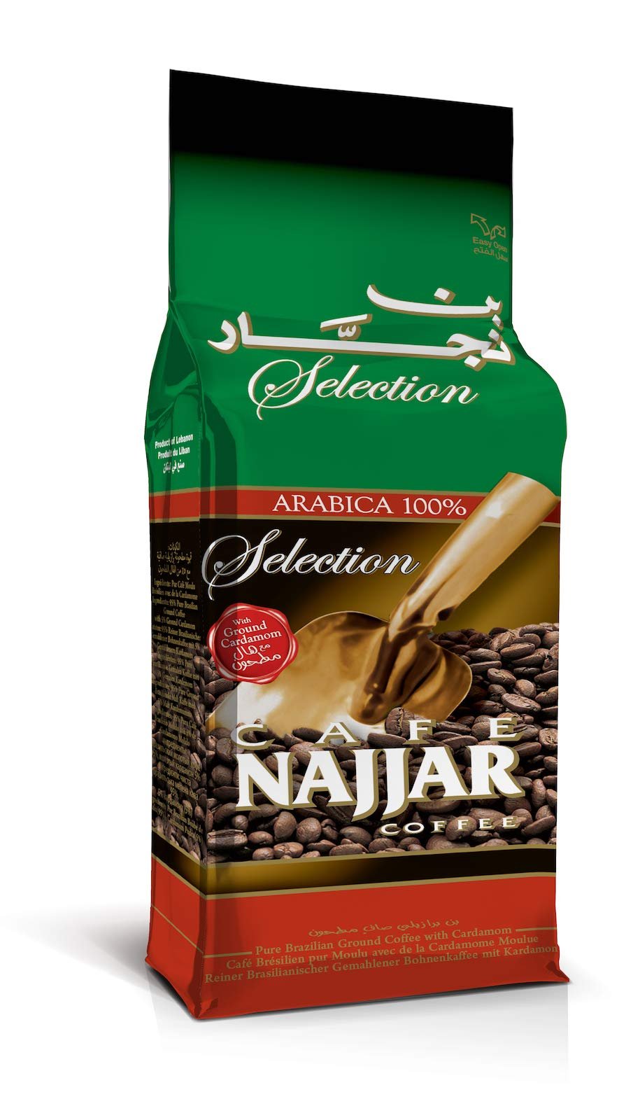 Caf Najjar, Turkish Coffee with Cardamom, 450 Gr, 100% Arabica Coffee Beans, Ground Coffee, Dark Roast, Lebanese Coffee, Arabic Coffee, Coffee Beverages, Works with Turkish Coffee Machine. (1)