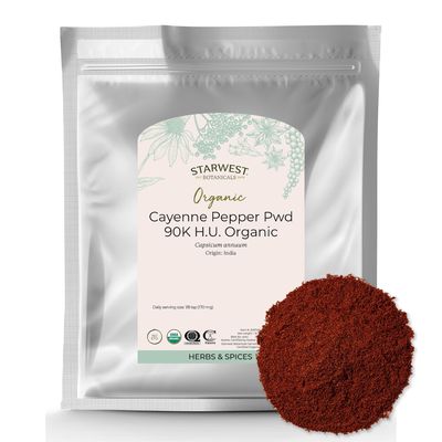 Starwest Botanicals Organic Cayenne Pepper Powder 90k HU - Adds Heat, Red Pepper Spice for Seasoning & Marinades, Derived from Capsaicin, Certified Kosher, Non-GMO - Bulk 1 lb Bag