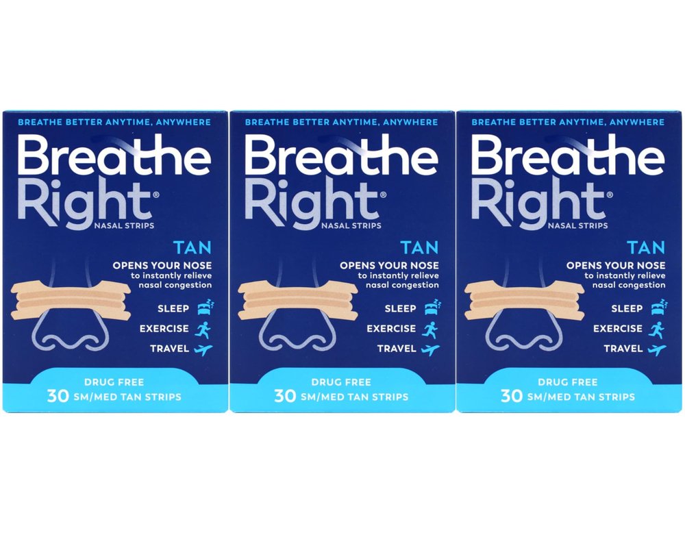 Breathe Right Nasal Strips Original Tan Small/Medium 30 ea (Pack of 3)