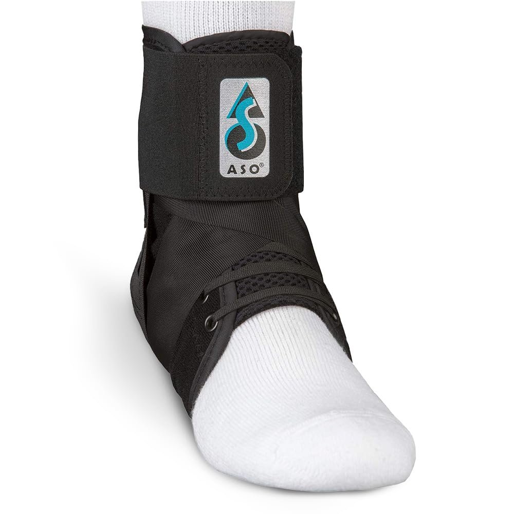Med Spec ASO Speed Lacer (Medium, Black) Ankle Brace for Sprained Ankle and Peroneal Tendonitis, Orthopedic Ankle Support for Men, Women, Adults, Teens and Kids, Sports Injury Recovery, 223614