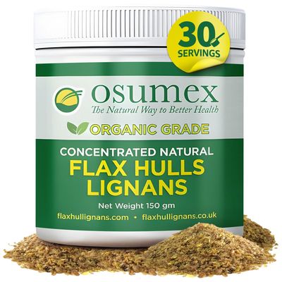 Osumex Flax Seed Hull Powder 150g - Flax Seeds Organic High in Lignan SDG for Digestion, Natural Concentrate Flaxseed Shells Only No Flaxseed Oil or Seeds Added, Smoothie Seeds for Daily Nutrition