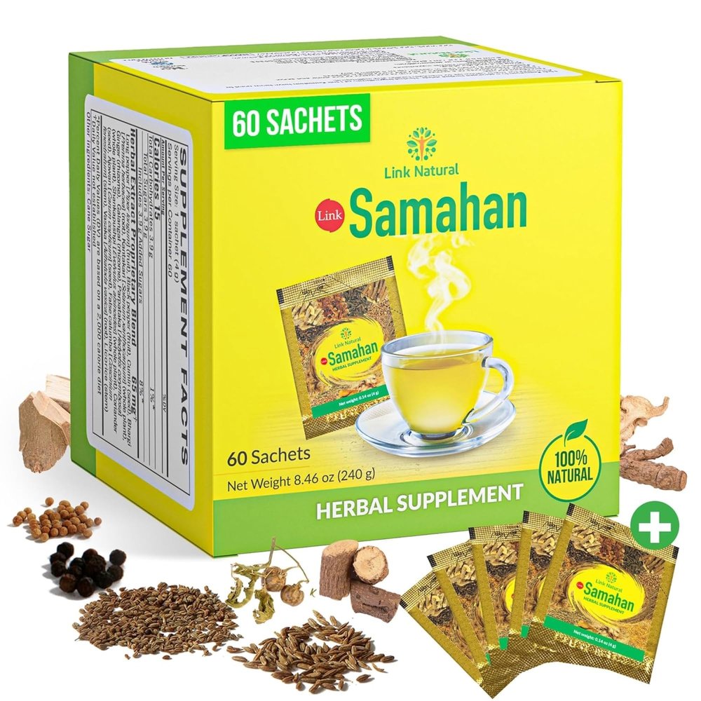SAMAHAN Ayurvedic Herbal Tea Packets - Sri Lankan Ceylon Blend with 14 Natural Herbs Including Ginger, Black Pepper & More, Herbal Tea Bags for Wellness, Relaxation & Daily Comfort - 60 Count