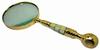 Huge Victorian Style Brass & Mother-of-pearl 4" lens Magnifying Glass. Very Beautiful. view 2