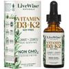 Live Wise Naturals Vitamin D3+K2 Liquid Drops - Organic MCT Oil Formula for Adults, Kids & Toddlers - Easy Absorption 1208 IU Vitamin D3 & 25 mcg K2 (mk7) for Immune Support & Bone Health - No flavour view 1