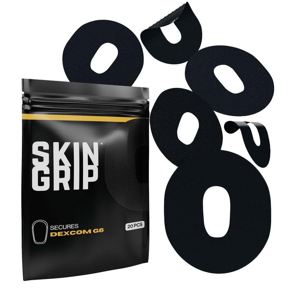 Skin Grip Adhesive Patch Compatible with Dexcom G6 Adhesive Patches Waterproof & Sweatproof with Cutout, Lasts 10-14 Days, Continuous Glucose Monitor Patch, CGM Sensor Cover  20 Pack, Black