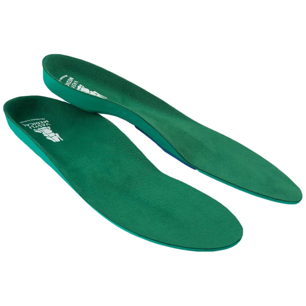 Vasyli Custom Full Length Insoles, Green, Kids Small, Heel Grid Reduces Slippage, Soft Density, Biomechanical Control, Fast & Effective Pain Relief, Treats Pronation, Built-In Rearfoot Varus Angle