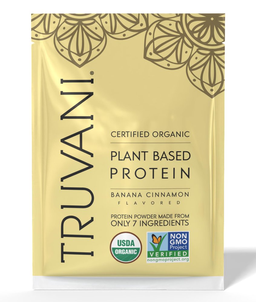 Truvani Vegan Pea Protein Powder | Banana Cinnamon | 20g Organic Plant Based Protein | 1 Serving | Keto | Gluten & Dairy Free | Low Carb | No Added Sugar