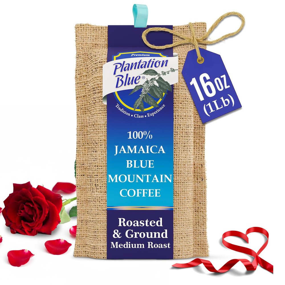 PREMIUM PLANTATION BLUE TRADITION CLASS EXPERIENCE 100% Jamaica Blue Mountain Coffee Medium Roasted and Ground (16oz)