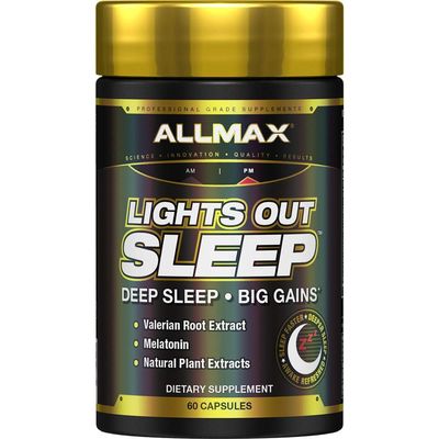 ALLMAX LightS Out Sleep - 60 Capsules - Promotes Rest & Relaxation - with Vitamin B6, L-Theanine, Chamomile & Melatonin - 30 Servings