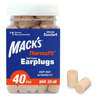 Macks ThermaFit Soft Foam Earplugs, 40 Pair - Comfortable Ear Plugs for Sleeping, Snoring, Work, Travel & Loud Events | Made in USA | Newly Upgraded and Improved