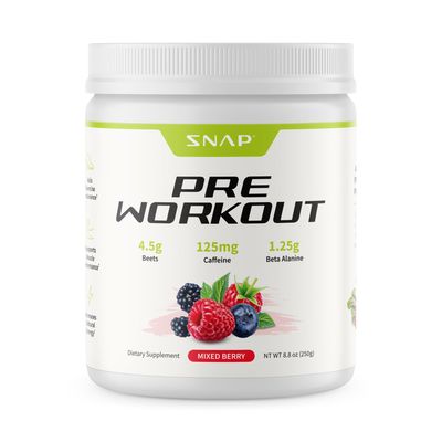 Snap Supplements Pre Workout Beet Root Powder, Nitric Oxide Supplements for Men and Women - Energy and Circulation Support, 8.8 oz, (30 Servings,1 Month Supply), Mixed Berry